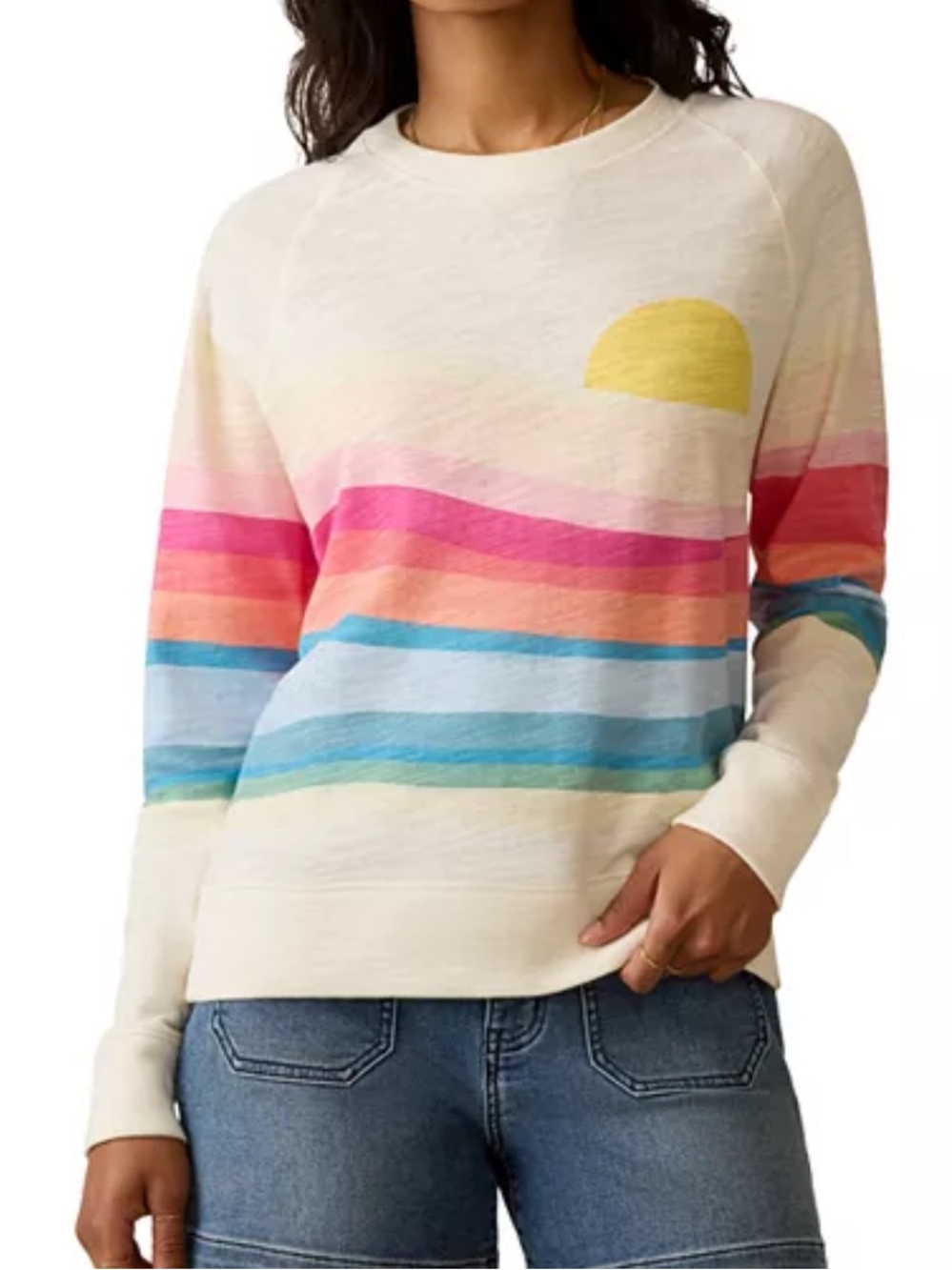 Faherty Organic Cotton Sunwashed Slub Colorful Lightweight Sweatshirt
